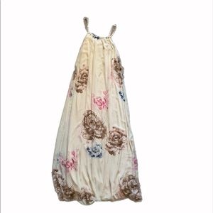 Skies Are Blue Flower Print  Floor Length Dress